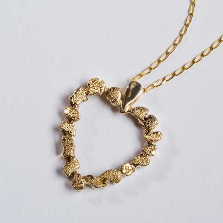 Gold Nugget Heart Pendant