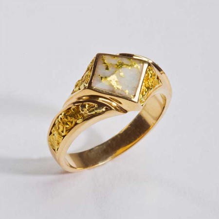 Gold Quartz / Nuggets Ring